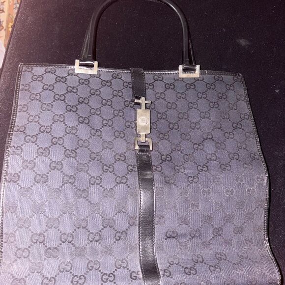 Used Gucci Black Monogram Tote Bag very good condition no scratches inside clean - Picture 1 of 10